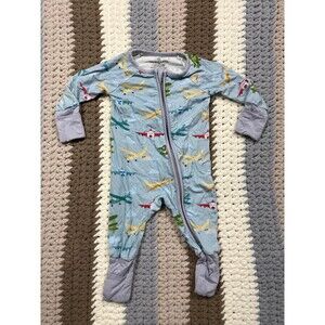 Caden Lane Airplane Bamboo Zip Pajama – Newborn